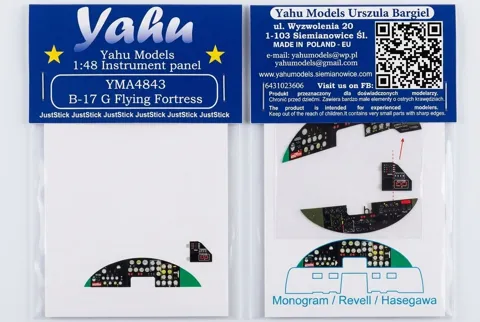 Barevně potištěná leptaná přístrojová deska Yahu Models YMA4843 pro B-17G v měřítku 1/48