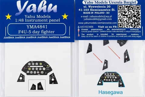 Barevně potištěný fotolept přístrojové desky Yahu Models YMA4841 F4U-5 v měřítku 1/48