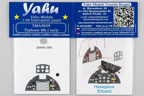 Barevně tištěná leptaná přístrojová deska Yahu Models YMA4859 pro Typhoon I v měřítku 1/48