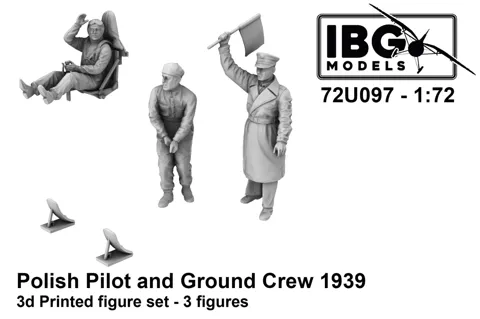 Sada figurek IBG Models 72U097 polský pilot a pozemní personál 1939 v měřítku 1/72