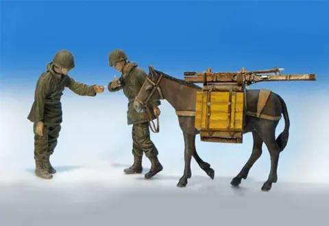 Resinový set Plus Model 323 američtí pěšáci s mulou v měřítku 1/35