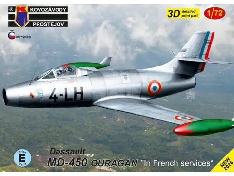 Krabice stavebnice Kovozávody Prostějov 1/72 Dassault MD-450 Ouragan KPM0531