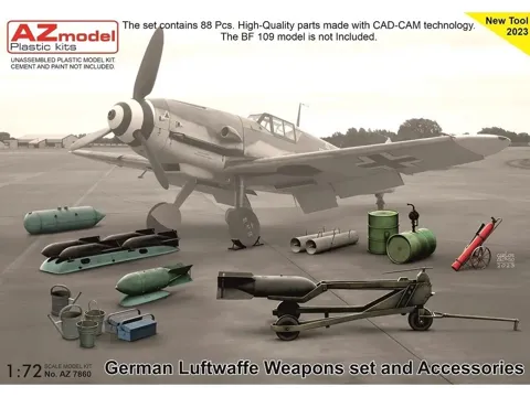Doplňková sada zbraní Luftwaffe AZ Model AZ7860 v měřítku 1/72