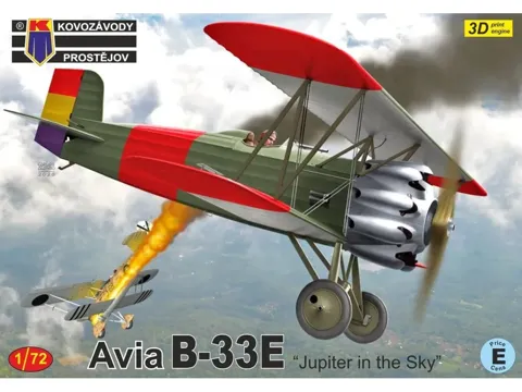 Krabice stavebnice Kovozávody Prostějov 1/72 Avia BH-33E Jupiter in the Sky