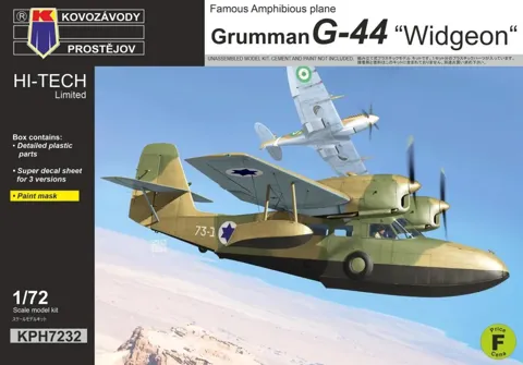 Krabice stavebnice Kovozávody Prostějov KPH7232 Grumman G-44 Widgeon Hi-Tech v měřítku 1/72