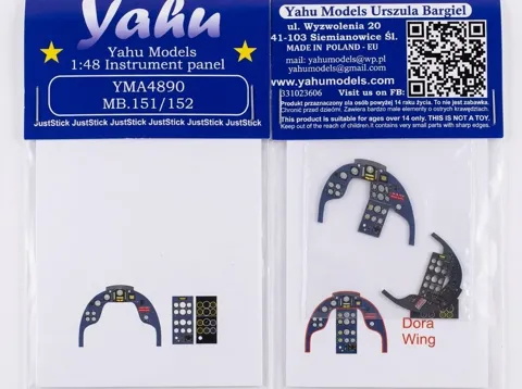 Předbarvená přístrojová deska Yahu Models YMA4890 pro MB.152 v měřítku 1/48
