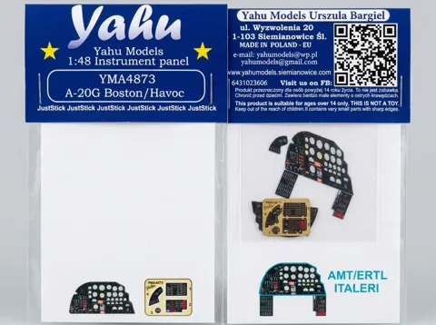 Předbarvená přístrojová deska Yahu Models YMA4873 pro A-20G Boston v měřítku 1/48