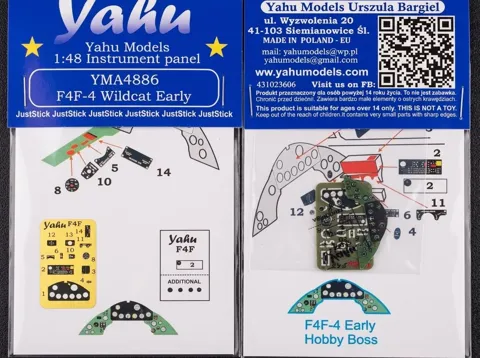 Předbarvená přístrojová deska Yahu Models YMA4886 pro F4F-4 Wildcat Early v měřítku 1/48