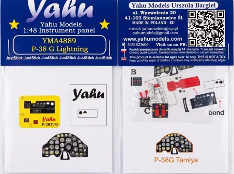 Předbarvená přístrojová deska Yahu Models YMA4889 P-38 G Lightning v měřítku 1/48