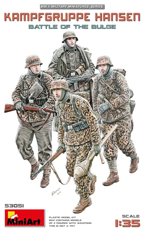 Krabice stavebnice MiniArt 53051 Kampfgruppe Hansen Battle of the Bulge 1/35 se čtyřmi figurkami