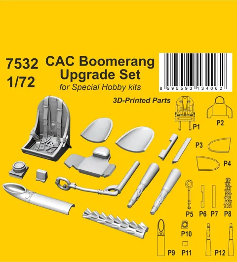 CMK 7532 CAC Boomerang sada vylepšení 1/72 — 3D tištěné díly pro kokpit a exteriér