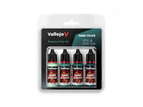Sada akrylových barev Vallejo Game Color 72390 tyrkysové odstíny, čtyři lahvičky
