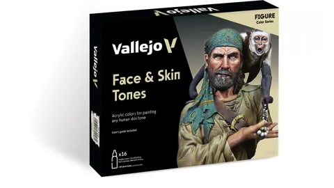 Sada akrylových barev Vallejo Model Color 70258 Face & Skin Tones, 16 lahviček po 18 ml