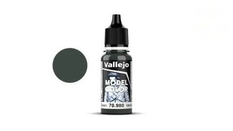 Kapátková lahvička akrylové barvy Vallejo Model Color 70980 černozelená matná 18 ml