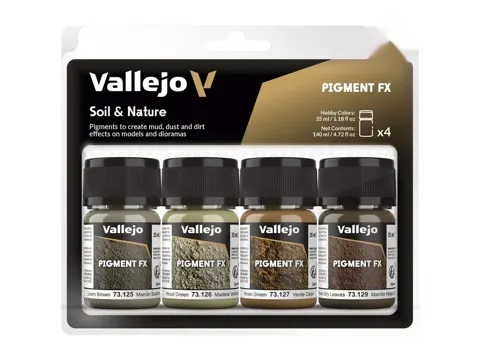 Sada pigmentů Vallejo Pigment FX 73188 Soil & Nature, 4 pigmenty pro weathering