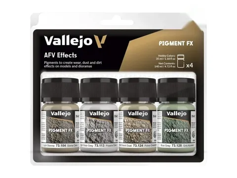 Sada pigmentů Vallejo Pigment FX 73187 AFV Effects, 4 pigmenty na weathering