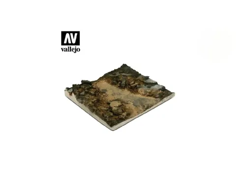 Diorámová základna Vallejo Scenics SC002 – ulice se sutí, 14 × 14 cm