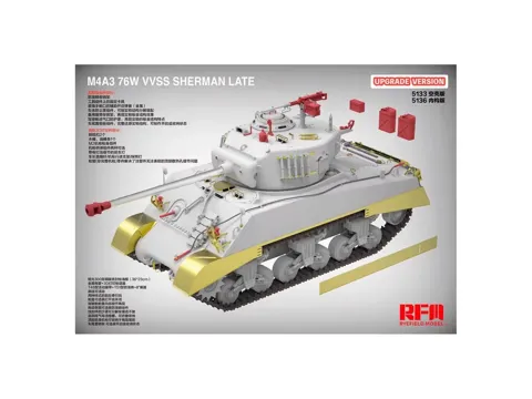 Krabice stavebnice Rye Field Model RFM5133 M4A3 Sherman 76W VVSS Late v měřítku 1/35