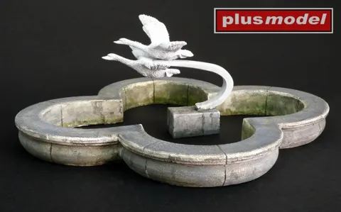 Diorámový set Plus Model 490 parková fontána s labutěmi v měřítku 1/35, sádrové a resinové díly