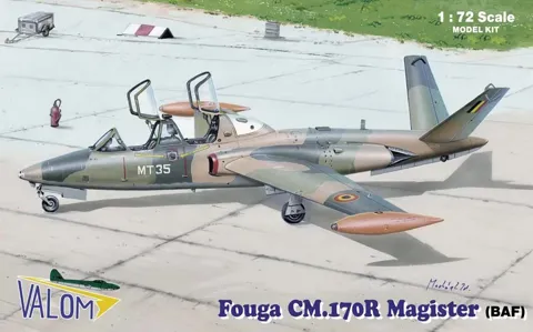 Krabice stavebnice Valom 72087 Fouga CM.170 Magister v měřítku 1/72, belgické letectvo