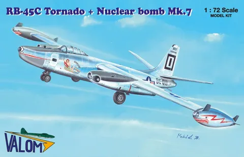 Stavebnice Valom 72122 RB-45C Tornado 1/72 s jadernou pumou Mark 7 — krabice a díly