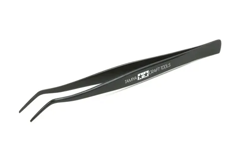 Zahnutá modelářská pinzeta Tamiya 74003 Angled Tweezers s jemnými hroty