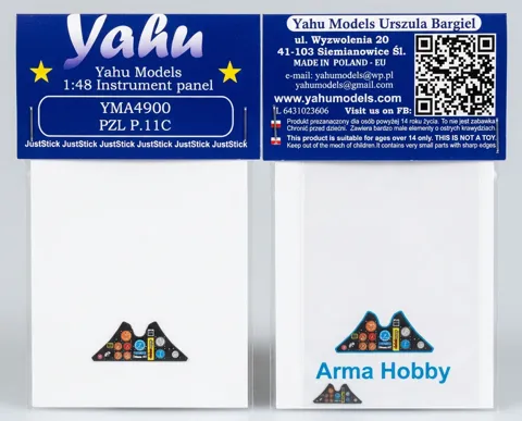 Barevná fotoleptaná přístrojová deska Yahu Models YMA4900 PZL P.11 C v měřítku 1/48