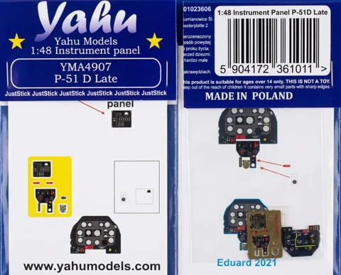 Barevná fotoleptaná přístrojová deska Yahu Models YMA4907 P-51D Late v měřítku 1/48