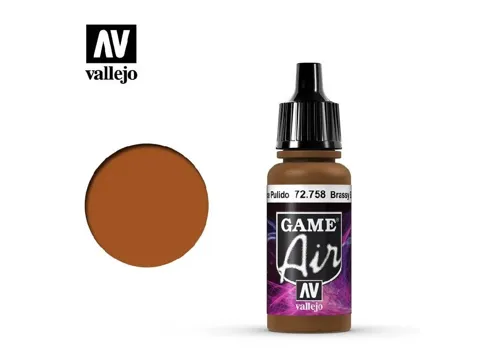 Lahvička akrylové barvy Vallejo Game Air 72758 mosazná Brassy Brass 17 ml