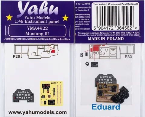 Barevná fotoleptaná přístrojová deska Yahu Models YMA4922 1/48 pro Mustang III (P-51 B/C)