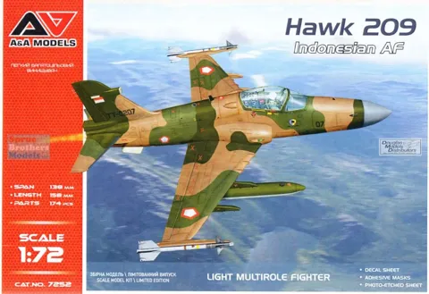 Krabice stavebnice A&A Models AAM7252 Hawk 209 indonéské letectvo v měřítku 1/72