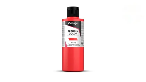 Lahvička barvy Vallejo Premium Color 63034 fluorescenční šarlatová Scarlet Fluo 200 ml