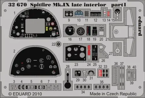 Fotoleptaná sada Eduard 32670 Spitfire Mk.IX late interior S.A. v měřítku 1/32