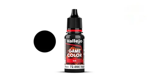 Lahvička akrylového inkoustu Vallejo Game Color 72094 černý inkoust Black Ink 18 ml