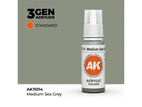 Lahvička akrylové barvy AK Interactive 3GEN AK11014 střední mořská šedá 17 ml
