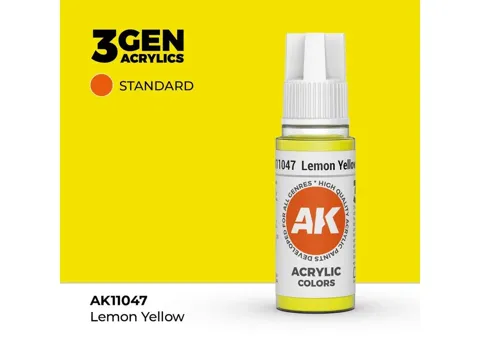Lahvička akrylové barvy AK Acrylics 3GEN AK11047 citronově žlutá 17 ml