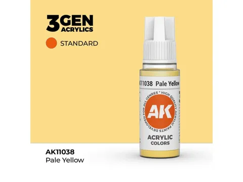 Lahvička akrylové barvy AK Interactive 3GEN AK11038 bledě žlutá Pale Yellow 17 ml