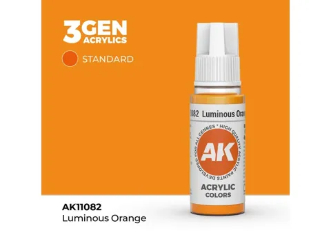 Lahvička akrylové barvy AK Acrylics 3GEN AK11082 svítivá oranžová 17 ml