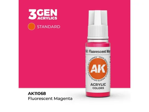 Lahvička akrylové barvy AK Interactive 3GEN AK11068 fluorescenční purpurová 17 ml