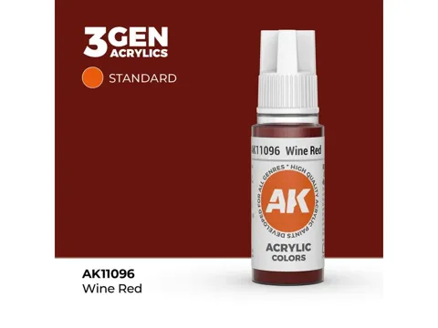 Lahvička akrylové barvy AK Interactive 3GEN AK11096 vínově červená (Wine Red) 17 ml