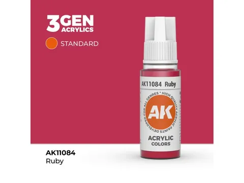 Lahvička akrylové barvy AK Interactive 3GEN AK11084 rubínová červená 17 ml
