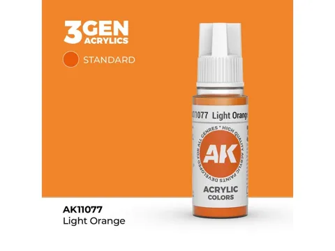 Lahvička akrylové barvy AK Interactive 3GEN AK11077 světle oranžová 17 ml