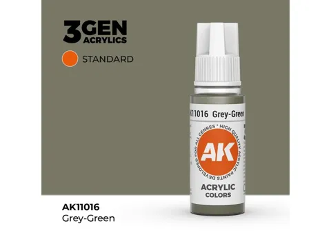 Lahvička akrylové barvy AK Interactive 3GEN AK11016 šedozelená Grey-green 17 ml