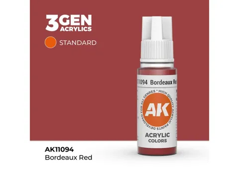 Lahvička akrylové barvy AK Interactive 3GEN AK11094 bordó červená Bordeaux Red 17 ml