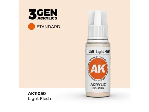 Lahvička akrylové barvy AK Interactive 3GEN AK11050 světlá pleťová Light Flesh 17 ml