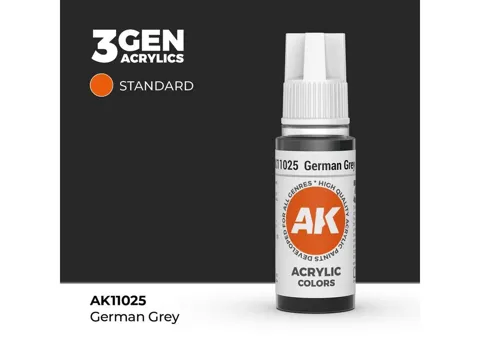 Lahvička akrylové barvy AK Interactive 3GEN AK11025 německá šedá (German Grey) 17 ml