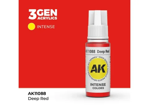 Lahvička akrylové barvy AK Acrylics 3GEN AK11088 temně červená Deep Red, 17 ml