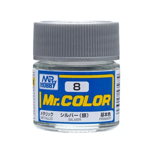 Lahvička metalické barvy Gunze Mr. Color C008 stříbrná 10 ml