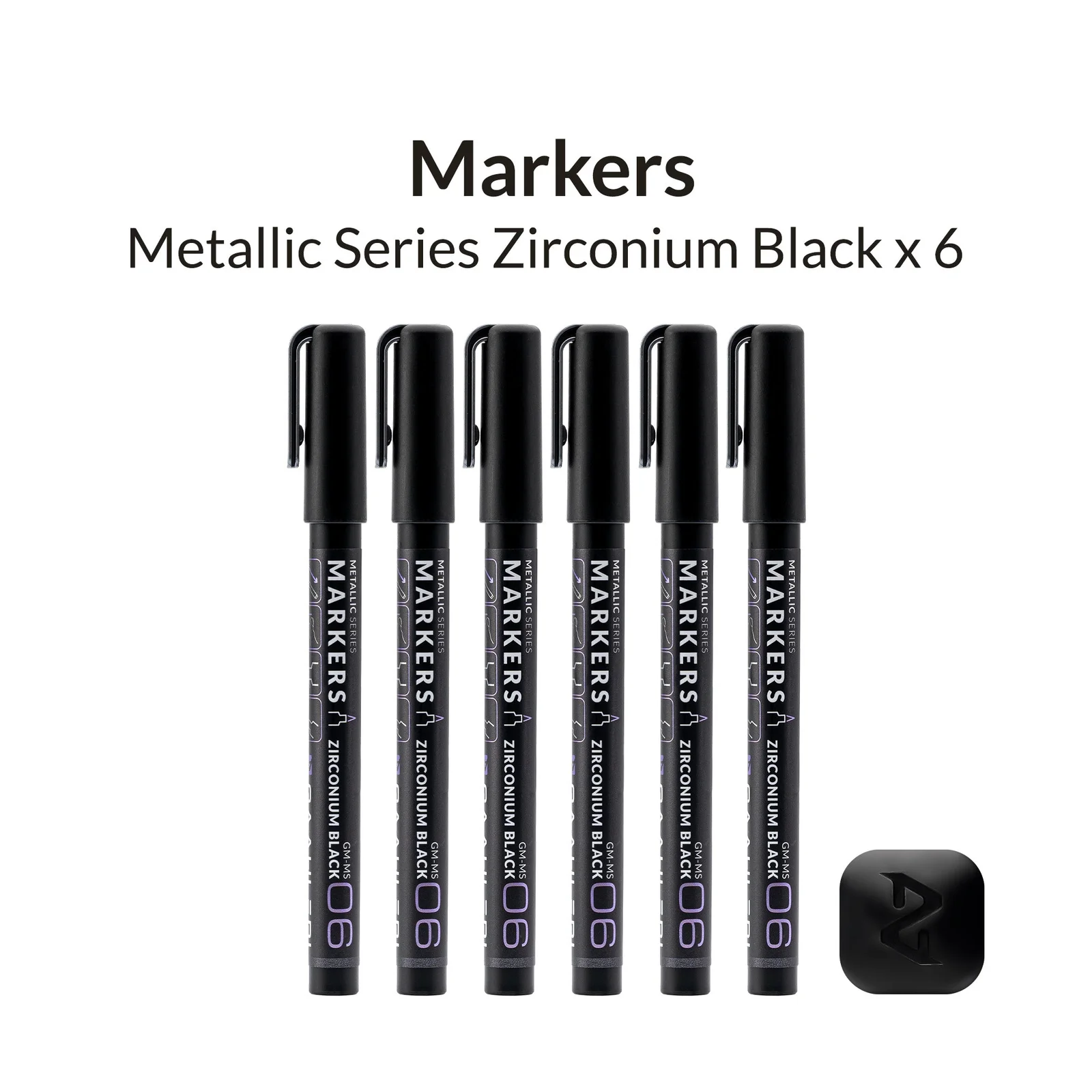 Balení šesti metalických fixů Gaahleri 45169 Metallic Series zirkoniová černá GM-MS06