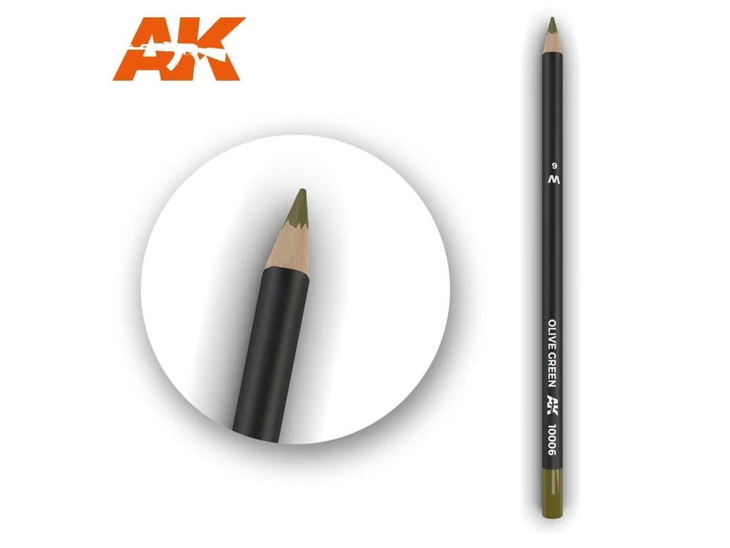 Patinovací tužka AK Interactive AK10006 Olive Green Weathering Pencil, délka 17 cm